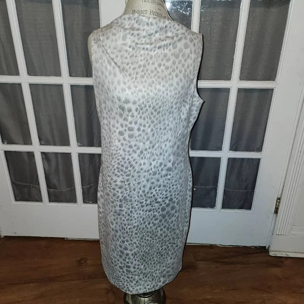 J McLaughlin Womens Gray Cheetah Print Velour Faux Velvet Dressβ Large